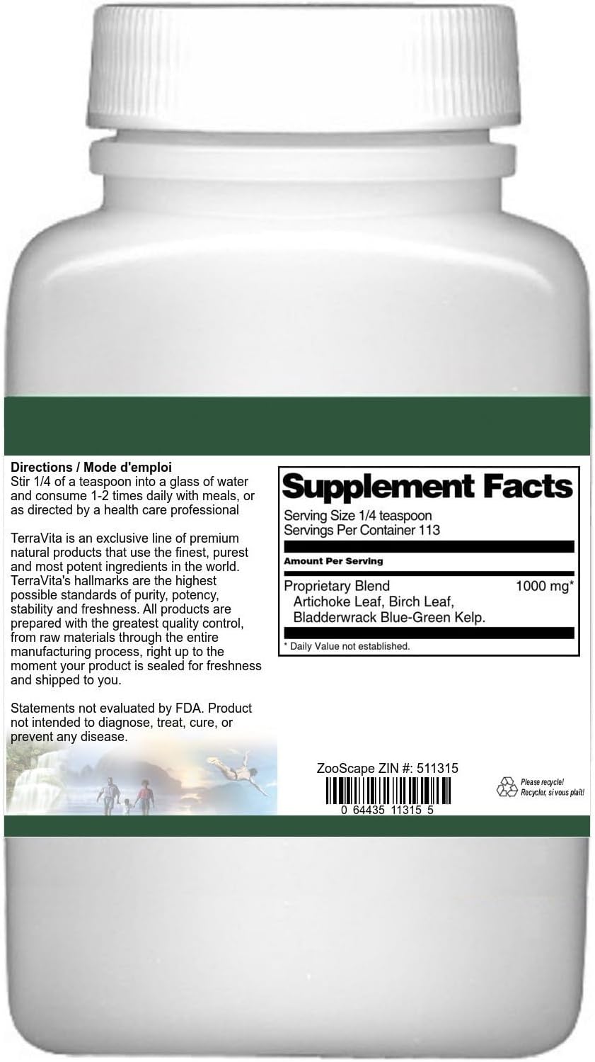 Artichoke, Birch and Bladderwrack Formula Powder (4 oz, ZIN: 511315) - 3 Pack