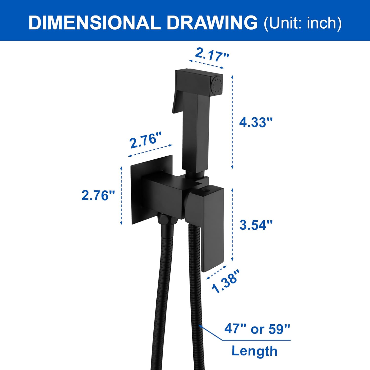 SHAMANDA Warm Water Bidet Sprayer for Toilet with Hot and Cold Brass Rough-in Valve, Stainless Steel Handheld Bidet Attachment Set for Feminine, Pets and Baby Diaper Wash, Matte Black, BDS08-7