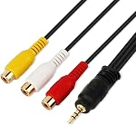 Câble Audio 3,5 mm à RCA, Câble AUX à Vidéo Stéréo pour Smartphones, MP3, Tablettes, Haut-parleurs, Lecteur DVD, Projecteur, TV, Boîte Wii, Caméra Vidéo, VCR (3,5 mm Mâle Droit à 3RCA 20 cm)