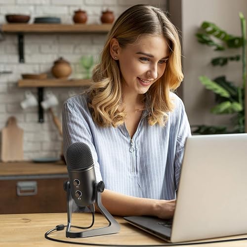 Miniatura 7 de FIFINE Micrófono de podcast USB para grabación en streaming, micrófono de condensador para juegos de computadora para PC Mac, salida de auriculares
