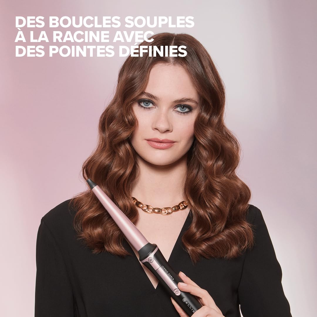 Bellissima Iconic Curls, fer à Friser, revêtement en céramique, forme conique pour des boucles douces et des pointes définies, température 150°C/210°C, diamètre 13/25 mm, gant thermique