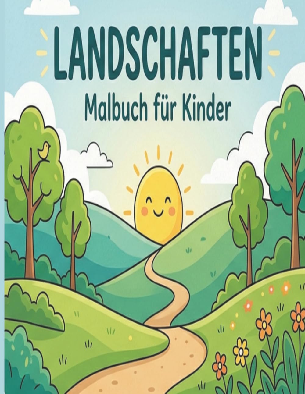 landschaften malbuch für kinder: 22 einfache mit wunderschönen Naturmotiven – Einseitig bedruckt gegen Durchfärben & mit praktischer Farbpalette-Auswahl für kreativen Malspaß
