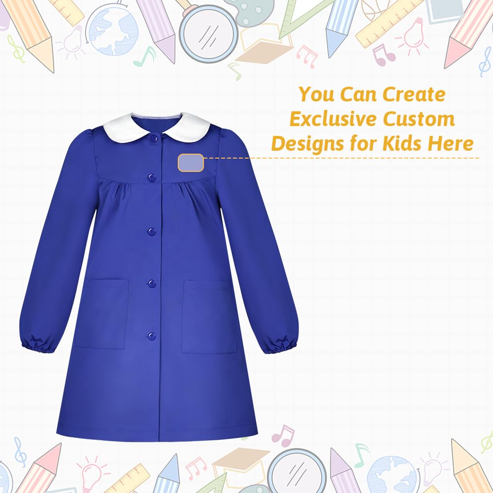 DiULi Grembiule Scuola Elementare Bambino Blu con Chiusura Bottoni, 12A