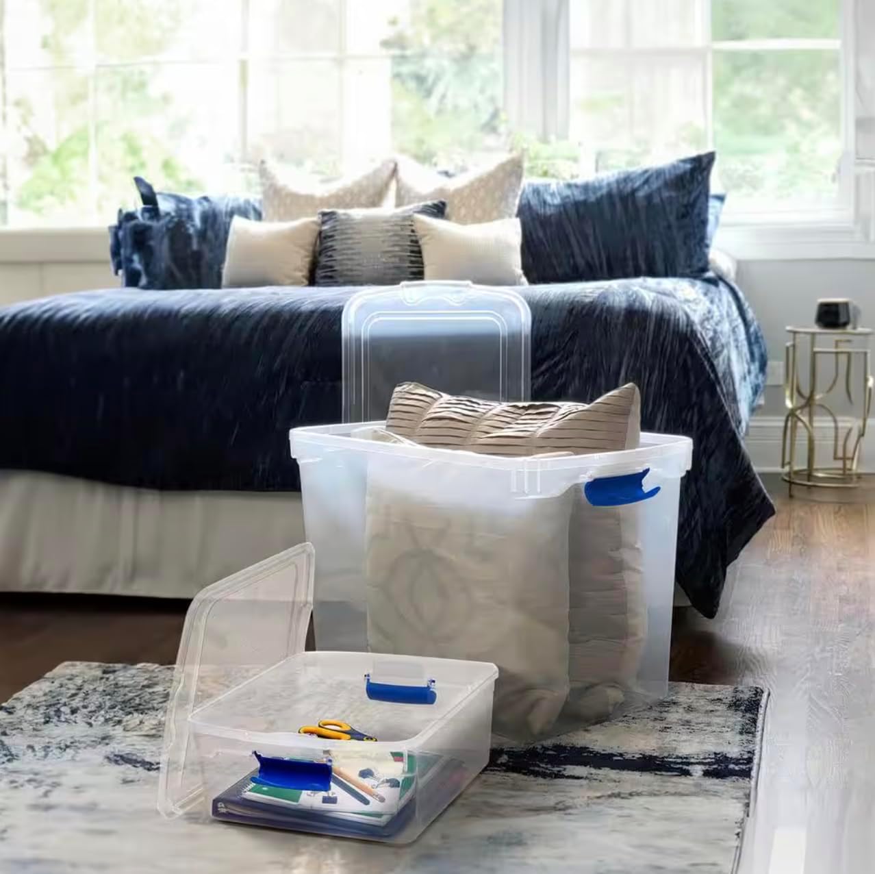 31 qt. Clear Plastic Stackable Storage Containers (4-Pack and 15.5 qt. 4-Pack)