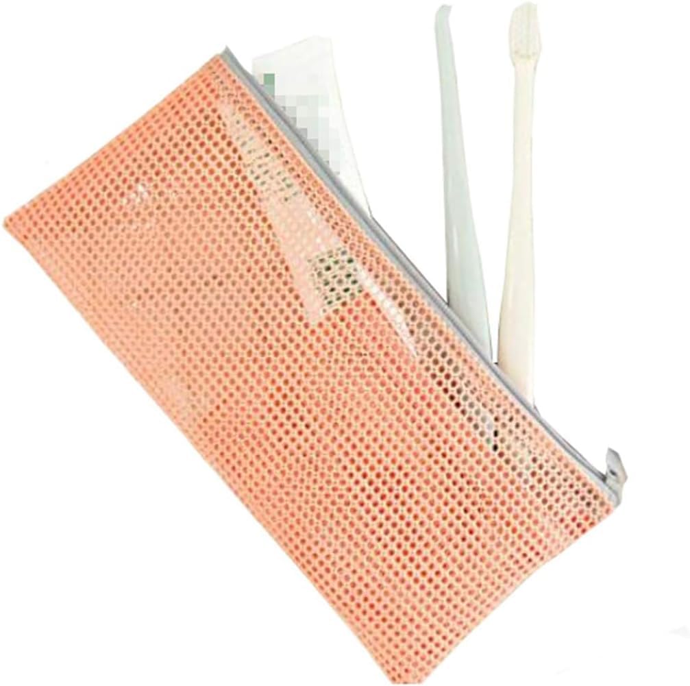 2PCS Mesh Nylon Cosmetics Bag with Zipper Reusable Packing Storage Bag Travel Pouch Toiletry Cosmetic Tools Holder Toothbrush Toothpaste Organizer Pocket for Travel(Color Random)