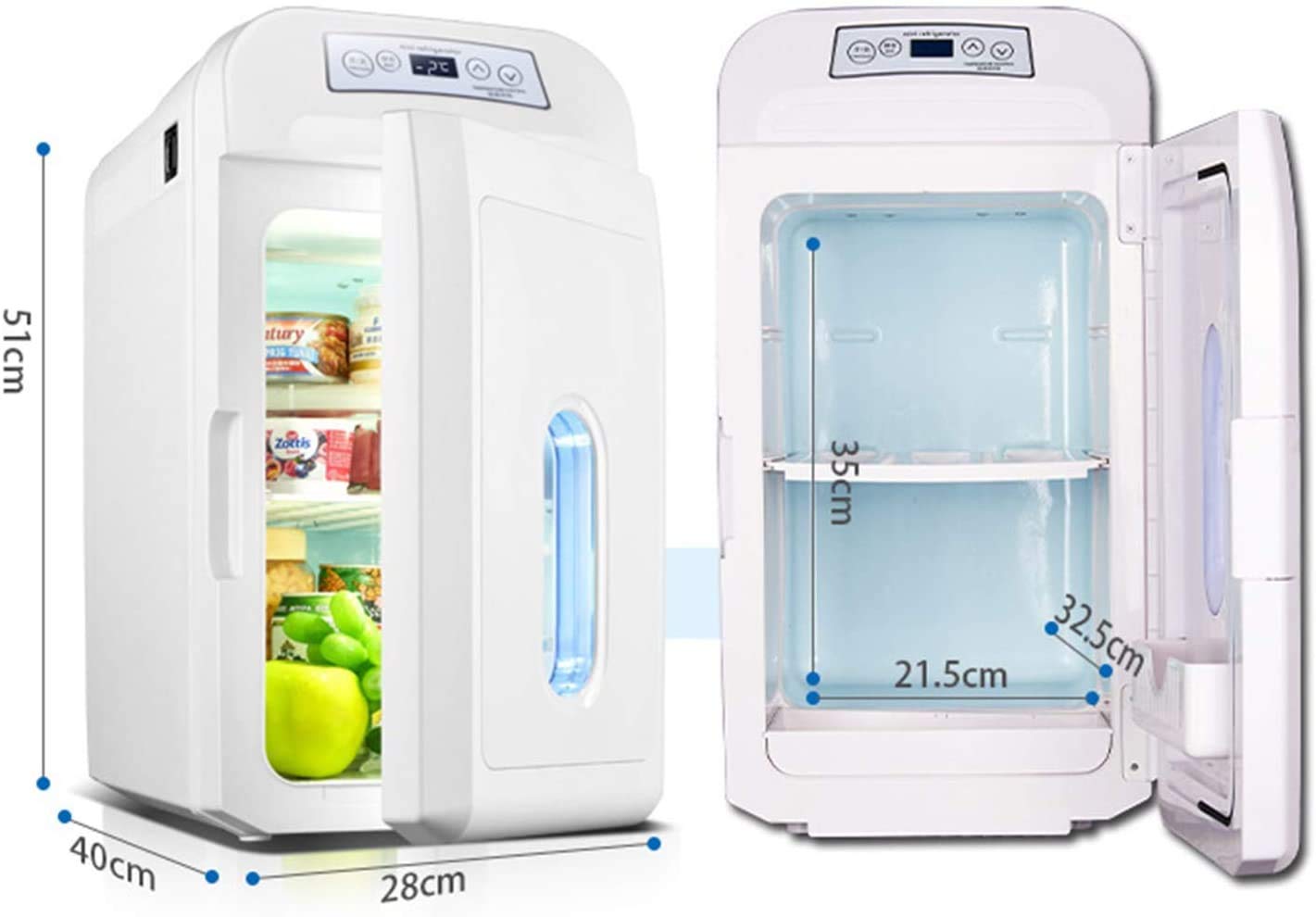 Lodówka, zamrażarka, mini-lodówka, 12 V-24 V/220 V-240 V, do samochodu, lodówki, podwójne zastosowanie, ciepła/zimna biel, mała zamrażarka, na kemping (biała – 28 l)