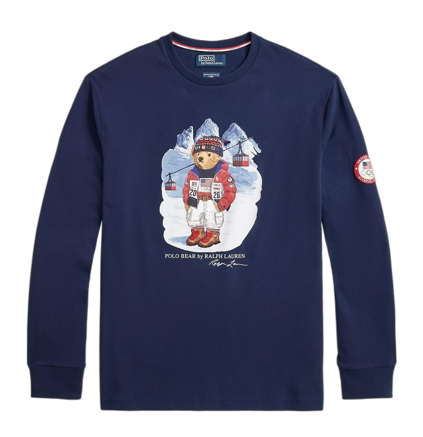 Classic Fit Team USA Polo Bear Long Sleeve Shirt (Team USA/Polo Bear, XL)