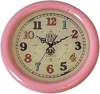 Melody Jane Dollhouse Large Pink French Wall Clock Round Miniature Living Room Accessory