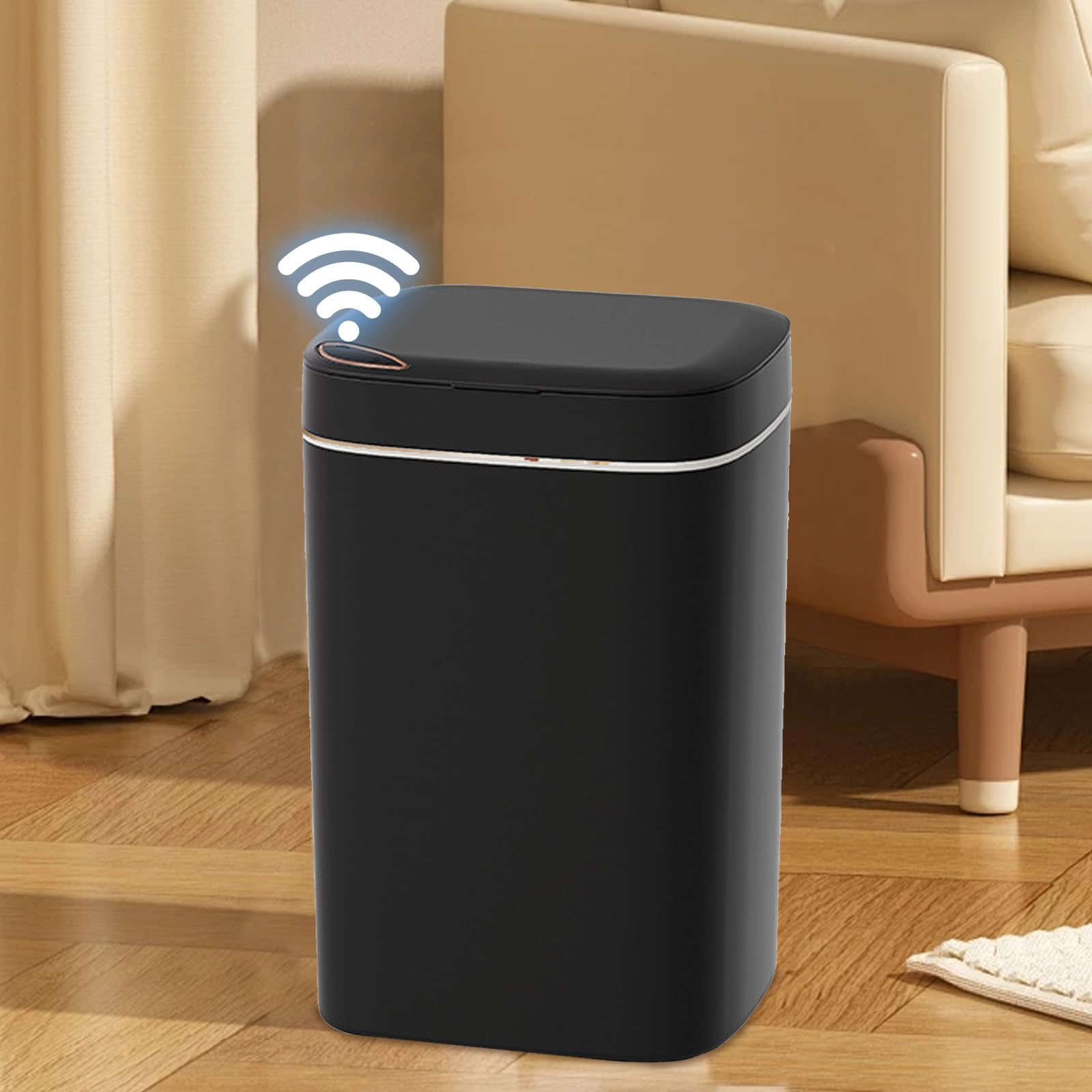 Sensor Mülleimer, 14L Automatik Mülleimer mit Sensor, Elektrischer Abfalleimer Müllbehälter mit Touch-Bedienfeld & Sensor, Intelligenter Mülleimer, für Küche, Badezimmer, Bad oder Büro (Schwarz) Küche, Haushalt & Wohnen