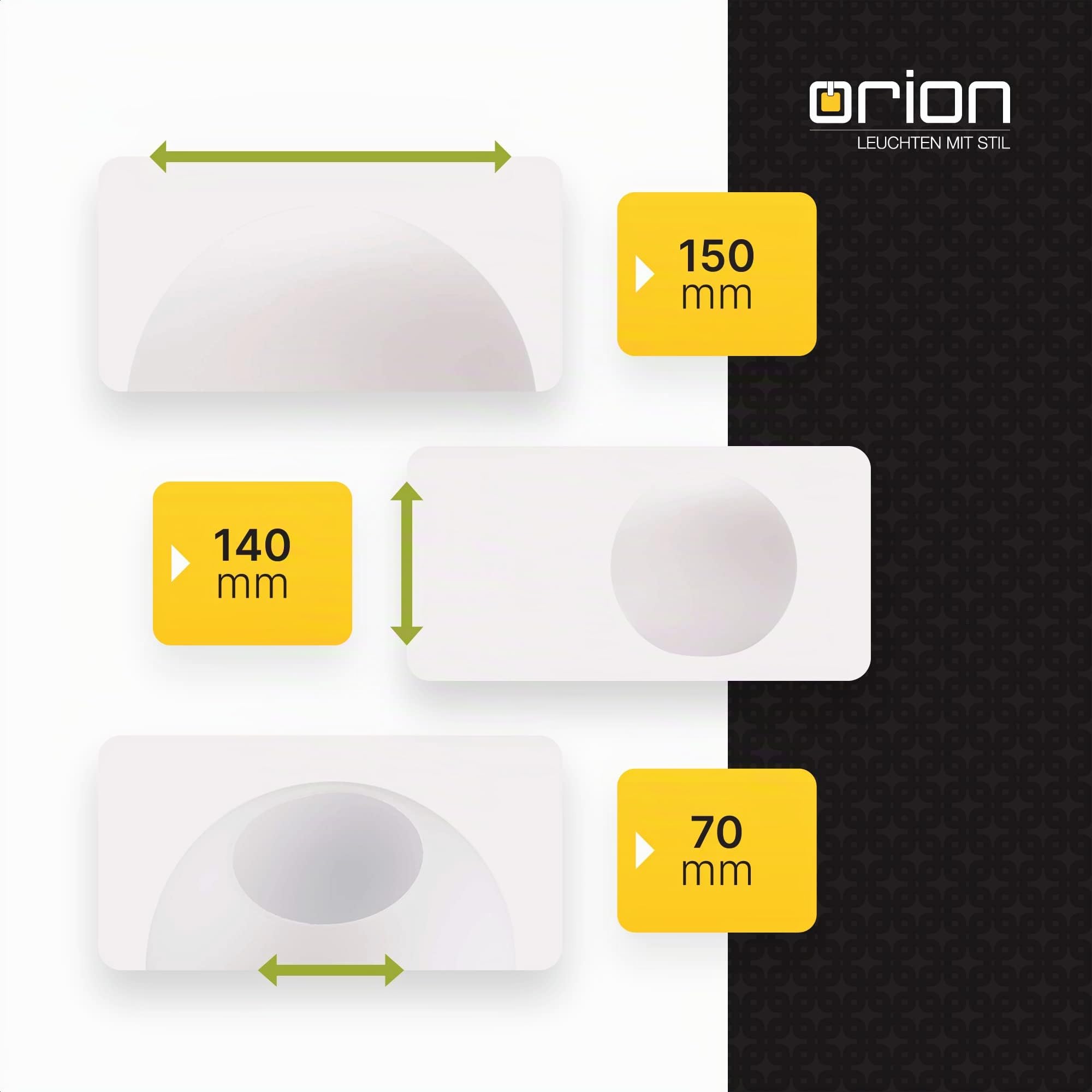 Sfera di vetro con foro, 70 mm, paralume in vetro opale, bianco opaco, diametro 140 mm