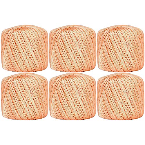 Image of ThreadArt 100% Cotton Crochet Thread Size 10, 6 Ball Pack, Apricot 17 | Soft pure cotton crochet thread for lace, doilies, amigurumi and crafts. Smooth finish with crisp stitch definition.