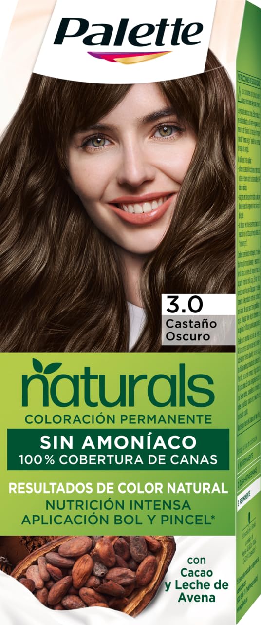 Schwarzkopf Palette Naturals - Tinte 3 Castaño Oscuro - Coloración Permanente Sin Amoníaco- Resultados de Color Natural (Pack de 5)