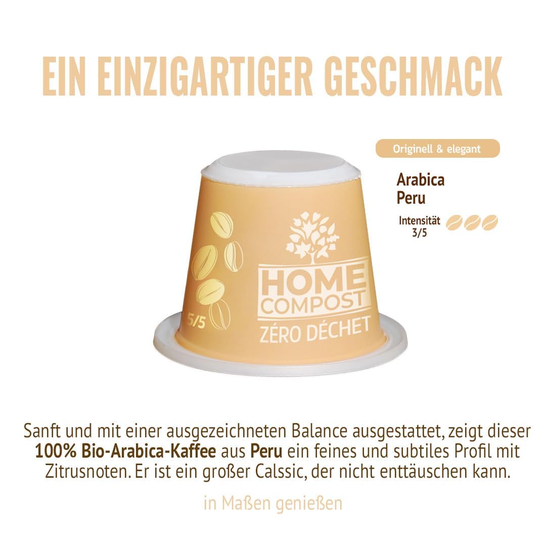 MOKA - 100% reiner Arabica-Kaffee aus Mexiko - Stärke 8 - Origineller und eleganter Bio-Kaffee - 100 mit kompatible Kapseln - Zero Waste - Biologisch abbaubar und Home Compost - Frankreich