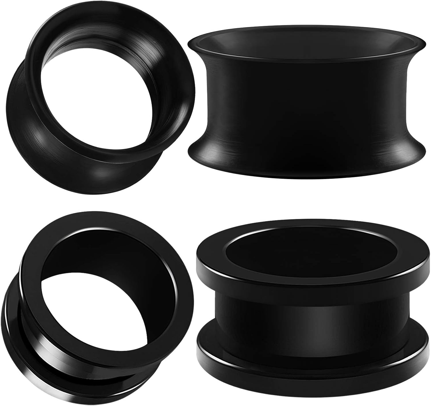 2 Pairs Silicone Double Flared Saddle Piercing Jewelry Stretcher Ear Plugs Earring Lobe Acrylic External Flesh Tunnel