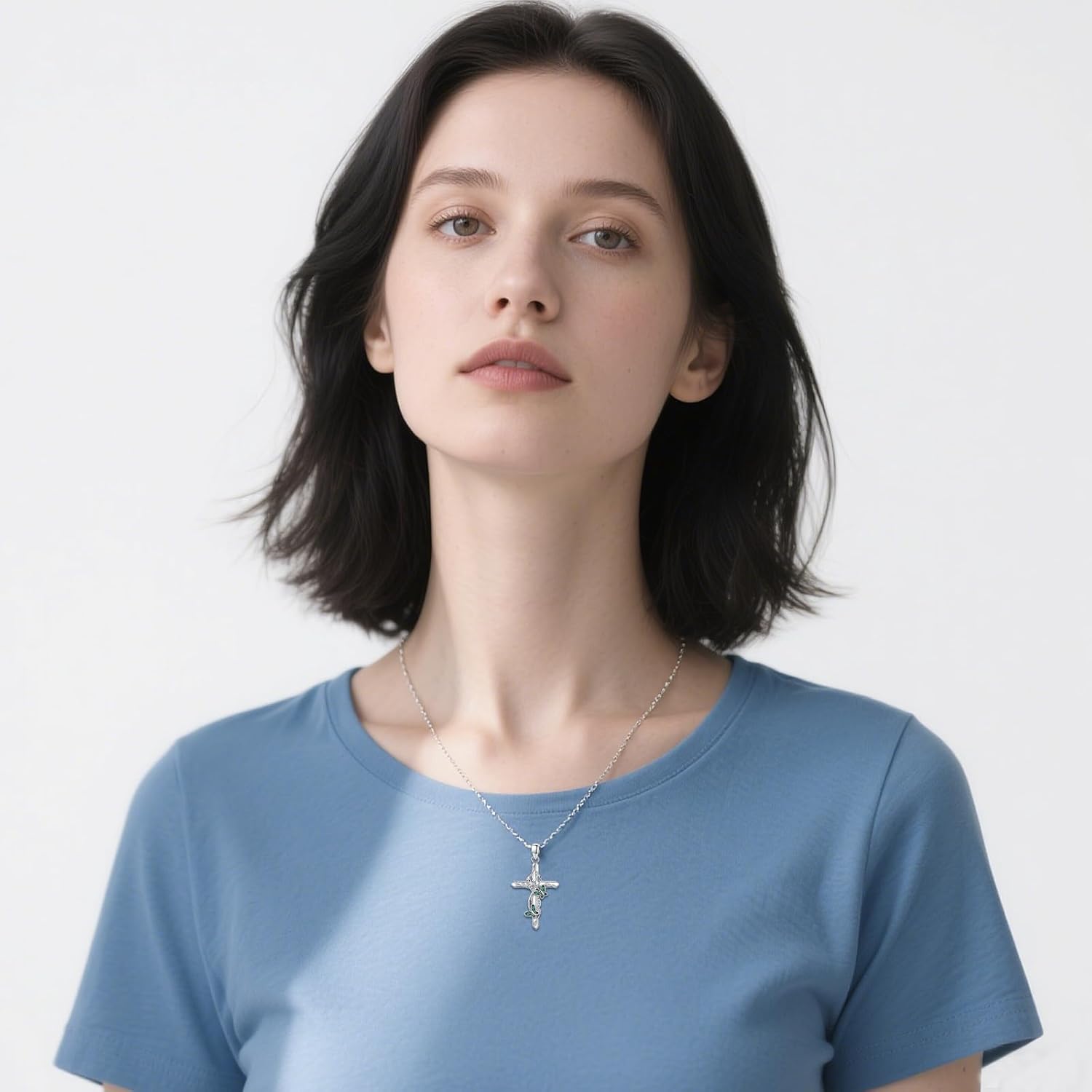 Cross Necklace 925 Sterling Silver Cross Pendant Christian Jewelry Catholic Gifts for Women Mom Friends - Image 3