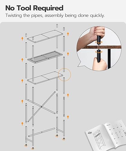 Miniatura 5 de HOOBRO Almacenamiento sobre el inodoro, organizador de baño de 3 niveles, estante independiente sobre el inodoro con patas ajustables, ahorro de