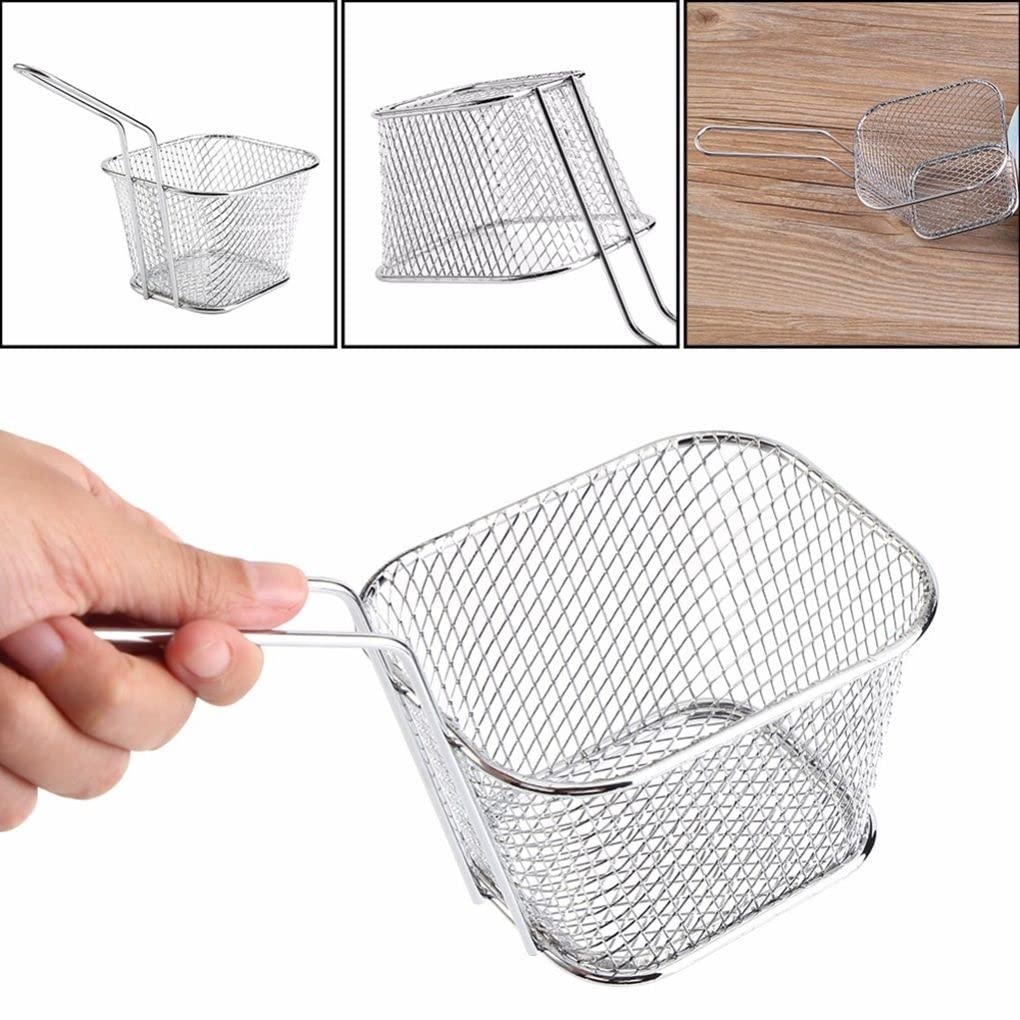 Espumadera de Aceite con Colador Para Freír Cestas for freír de acero inoxidable, cesta de presentación de patatas fritas, colador, cesta de comida, cesta for cocinar patatas fritas, 5/6 Uds. Cocina F