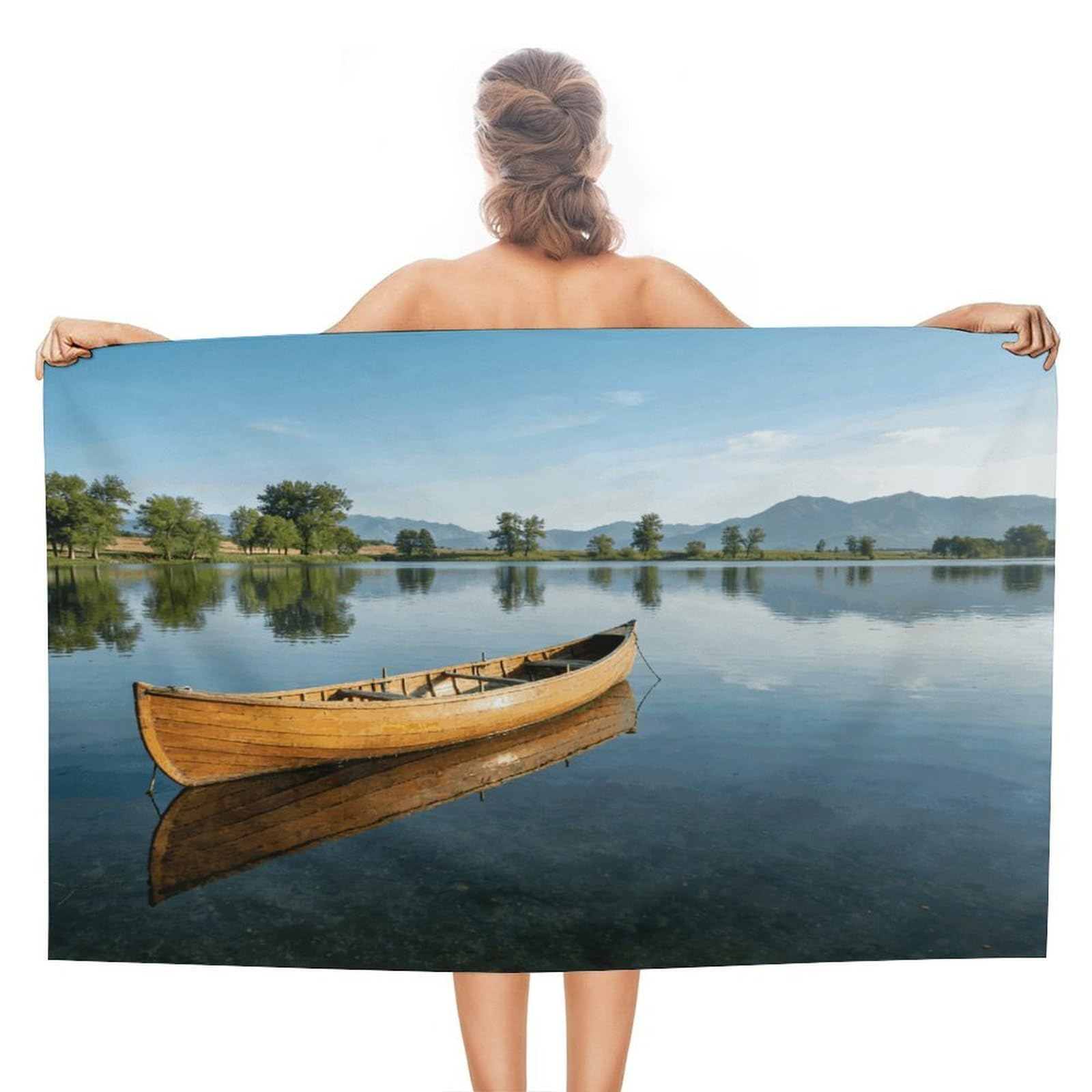 LZQPOEAS Canoe Lake Beach Towel 51x31 Inch Oversized Soft Bath Towel Luxury Plush Thick Hotel Swim Pool Towels Super Quick Dry Travel Towels for Camping Gym Sports Yoga
