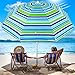 MOVTOTOP Beach Umbrella UV 50+, 6.5ft Umbrella with Sand Anchor & Tilt Aluminum Pole, Portable Beach Umbrella with Carry Bag for Beach Patio Garden Outdoor Blue/Green【2021 Upgraded】