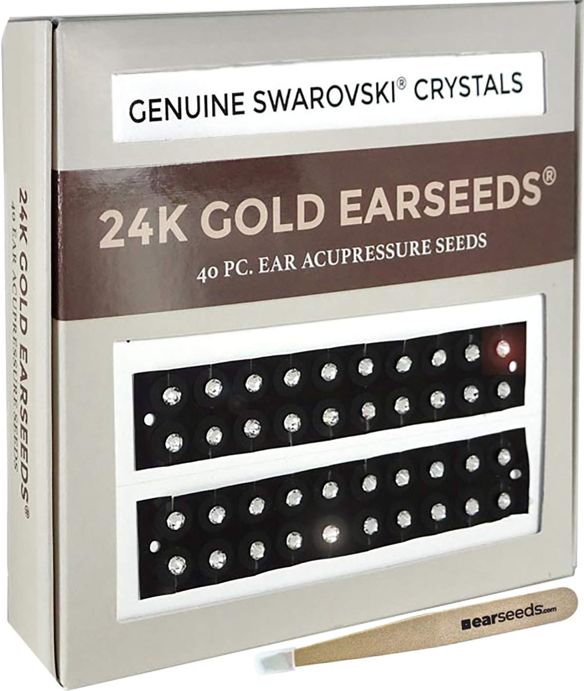 Buy Ear Seeds 24K Gold + Swarovski Crystals EarSeeds Acupressure Kit 40 Pieces Ear Seeds with