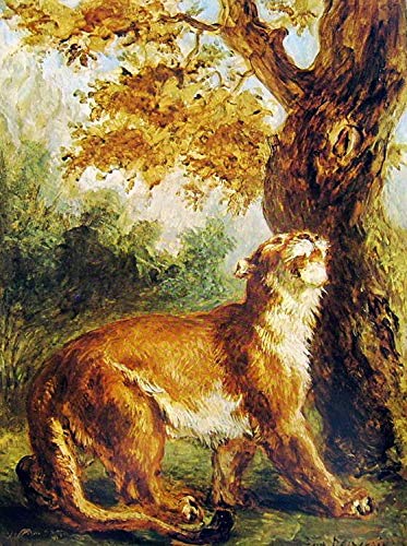 Peinture à l'huile du puma d'Eugène Delacroix pour décoration de luxe