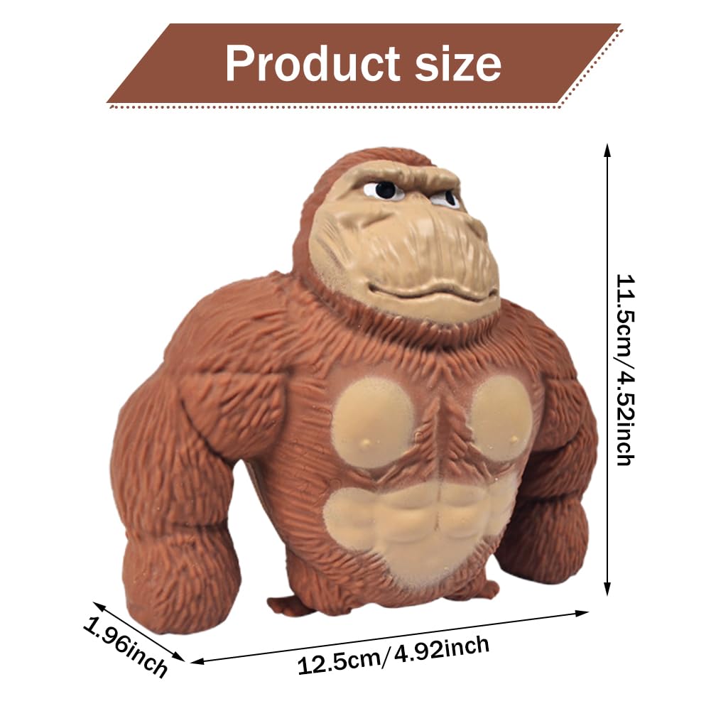 MGKEOUF Stretchy Monkey Toys, Stress Relief Gorilla Toy,Stretch Gorilla Toy,Decompress Gorilla Toy for Kids and Adults, Anti-stress Orangutan Animals Toys for Party Favors (Brown) - Image 2