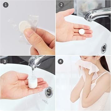 Classycoo Compressed Towel, 200 PCS Disposable Face Wipes, portable Tablets Cotton Tissue for Travel, Camping, Hiking, Sport, Beauty Salon, Home Hand Cleaning and Outdoor Activities, Blue+Pink