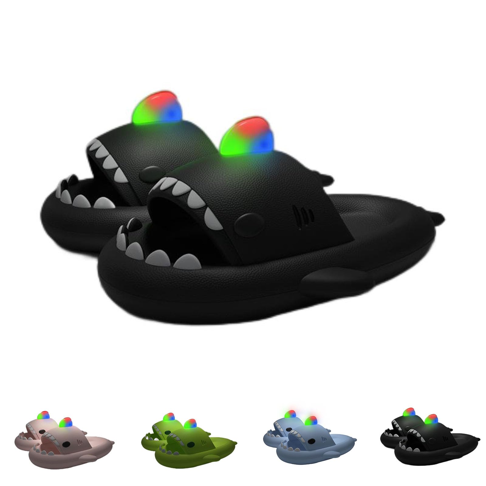 Generic Shark Slides Glow In The Dark, Summer Novelty Open Toe Slide Sandals Anti-Slip Beach Pool Shower Shoes With Cushioned Thick Sole