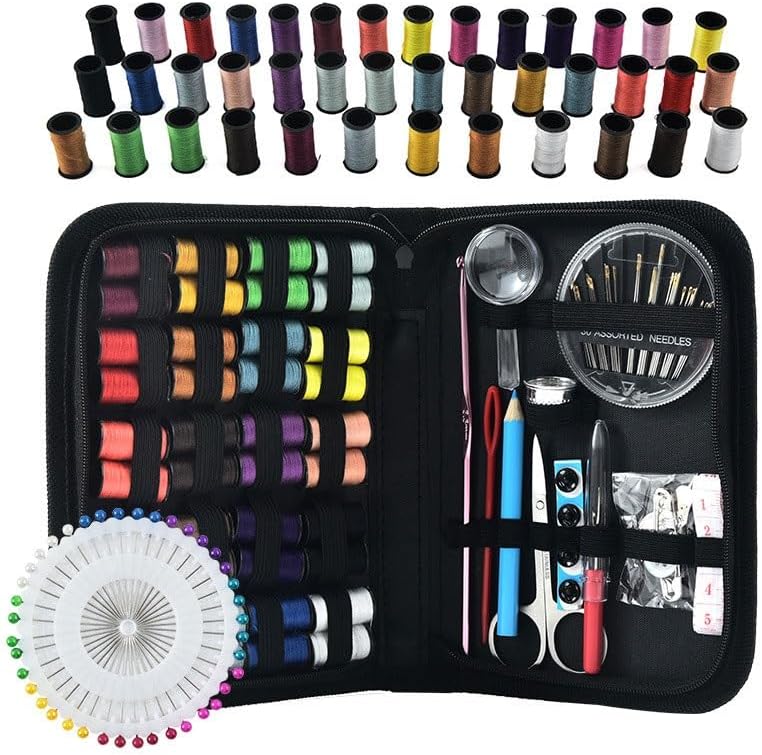 Colorful Cotton Thread Fabric Sewing Kit Travel Box Set Portable Tools