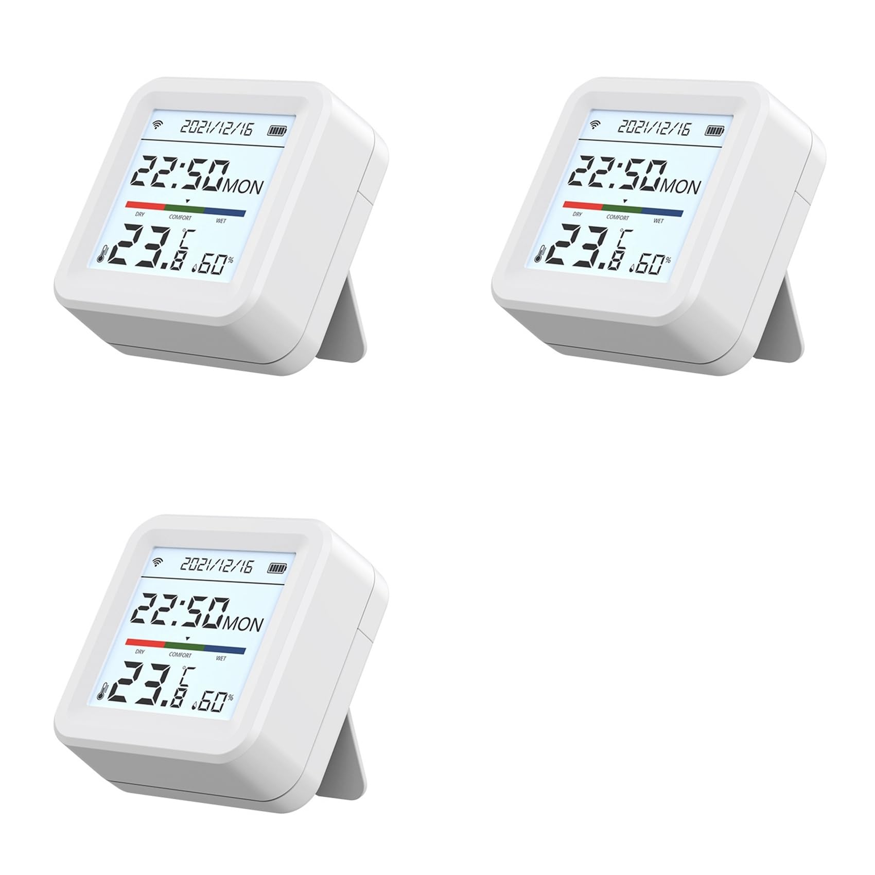 Jnchdghwa White 3X Tuya Wifi Temperature Humidity Sensor Smart Life Backlight Hygrometer Thermometer Sensor Phone Remote Monitoring