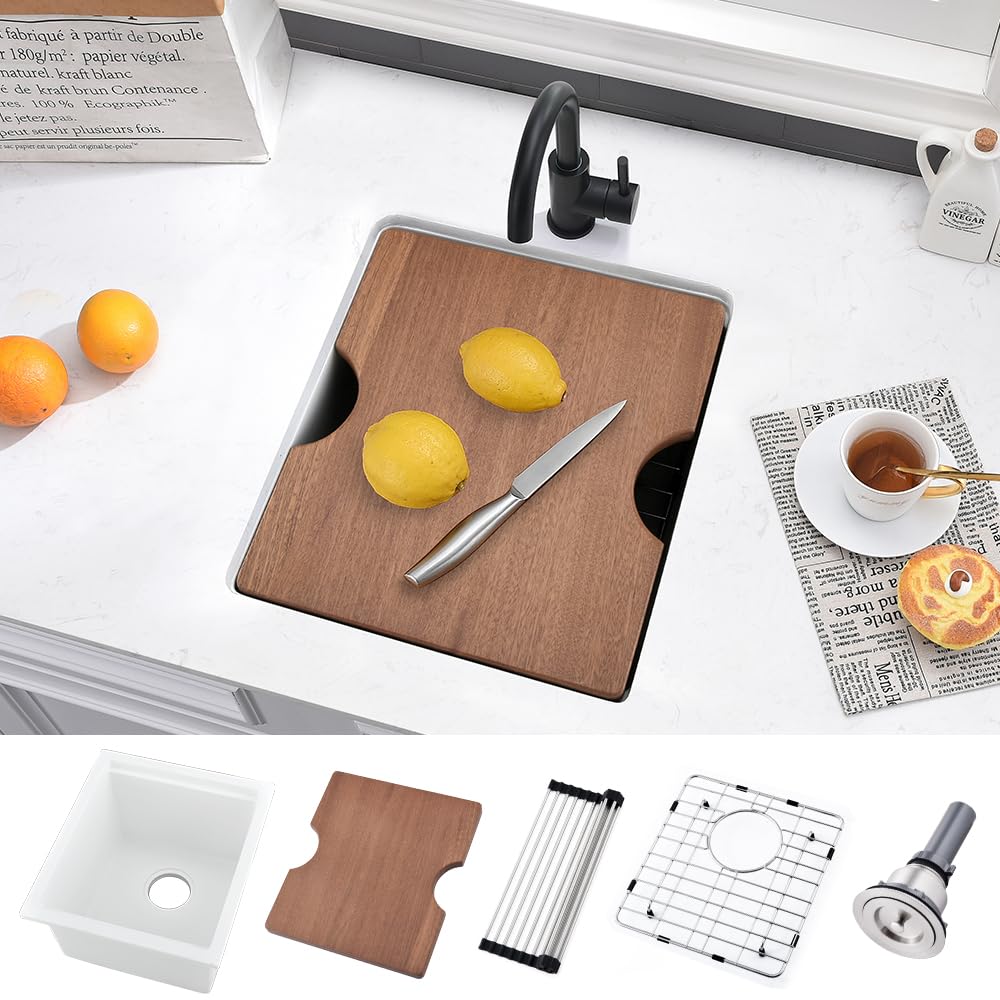 17 Inch White Bar Sink UndermountVASOYO 17x19 Small Kitchen Sink Wet