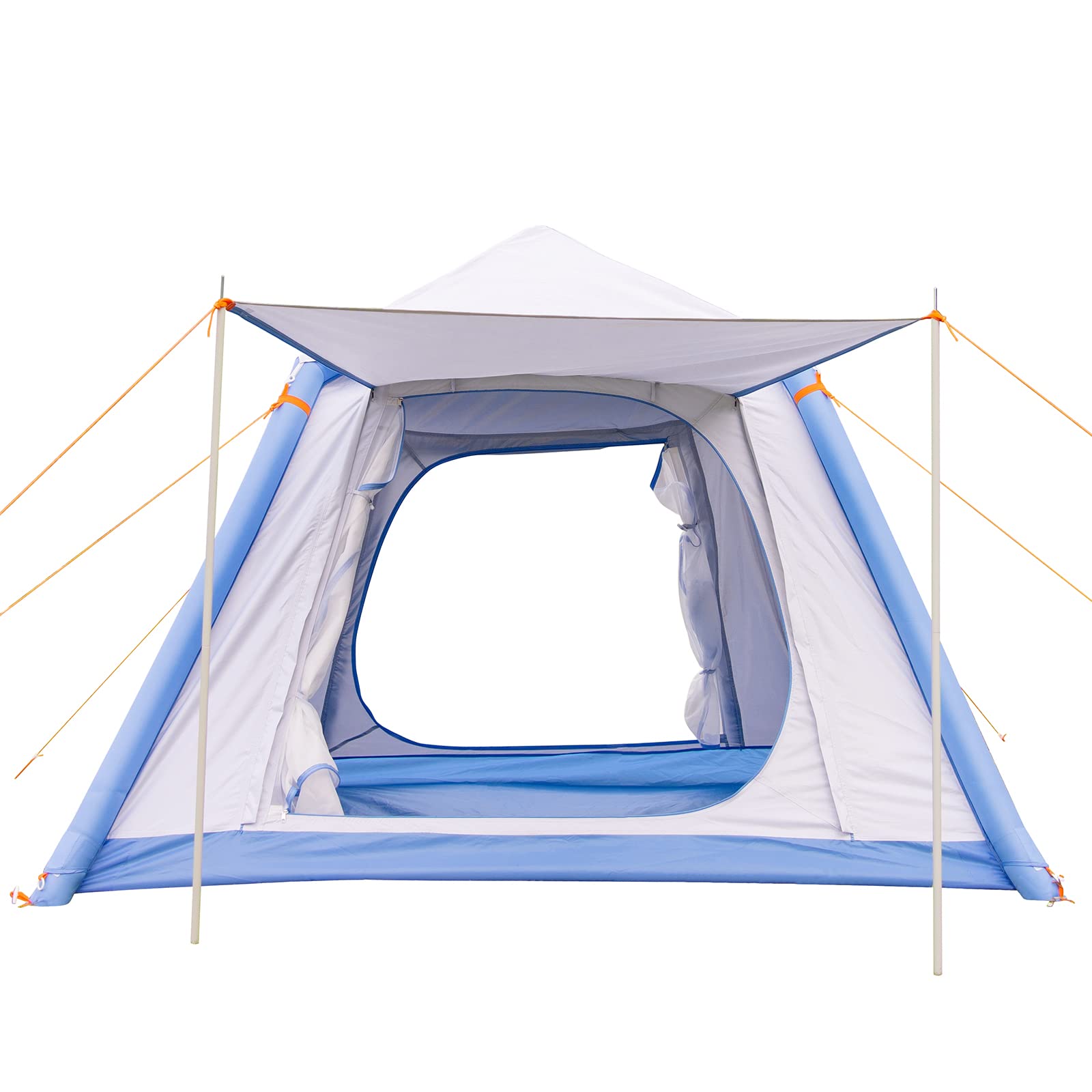 Inflatable Camping Tent with Pump, Glamping Tents, Easy Setup 4 Season Waterproof Windproof Outdoor Blow Up Tent, Luxury Cabin Tent with Mesh Windows & Doors