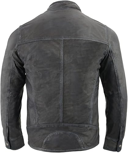 Miniatura 2 de Milwaukee Leather SFM1830 - Chaqueta de cuero negro y gris con triple puntada para hombre