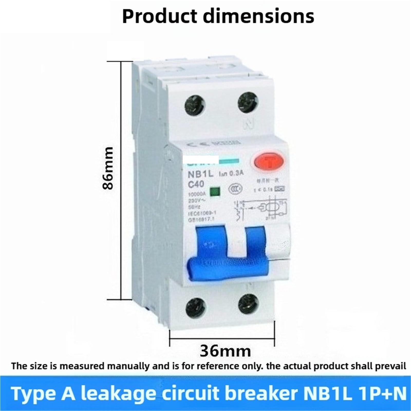 NB1L RCBO typ A 6A 10A 16A 32A 40A 30MA wyłącznik różnicowoprądowy z zabezpieczeniem nadprądowym, magnetyczny (40A)