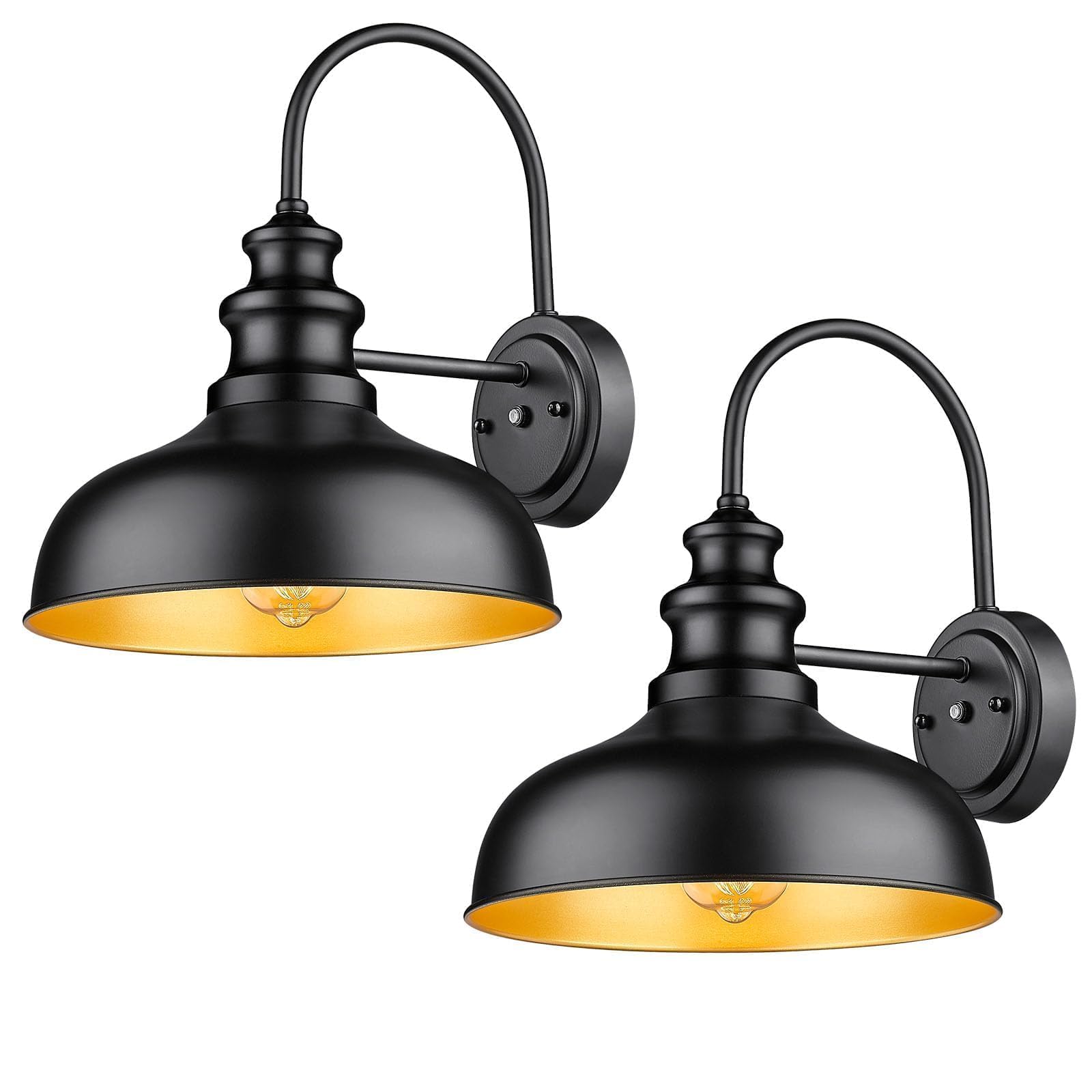 Bestshared Dusk to Dawn Outdoor Barn Light Anti-Rust Outdoor Wall Sconce Farmhouse Exterior Lighting Fixture Wall Lantern Lamp for Porch,Garage(Black+