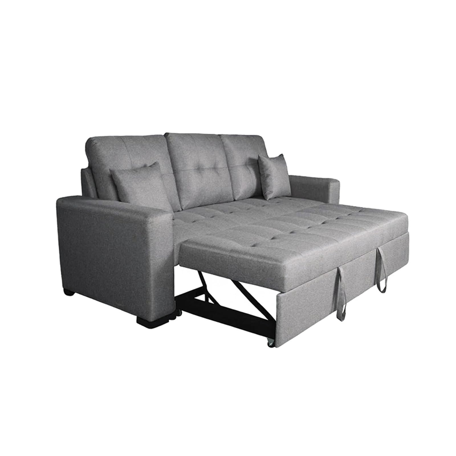 amuéblate Online - Sofá Cama de 3 Plazas Modelo Hugo, Diseño Moderno, Cómodo, Práctico y Funcional, con Reposabrazos y 2 Cojines Decorativos de Regalo, Gris