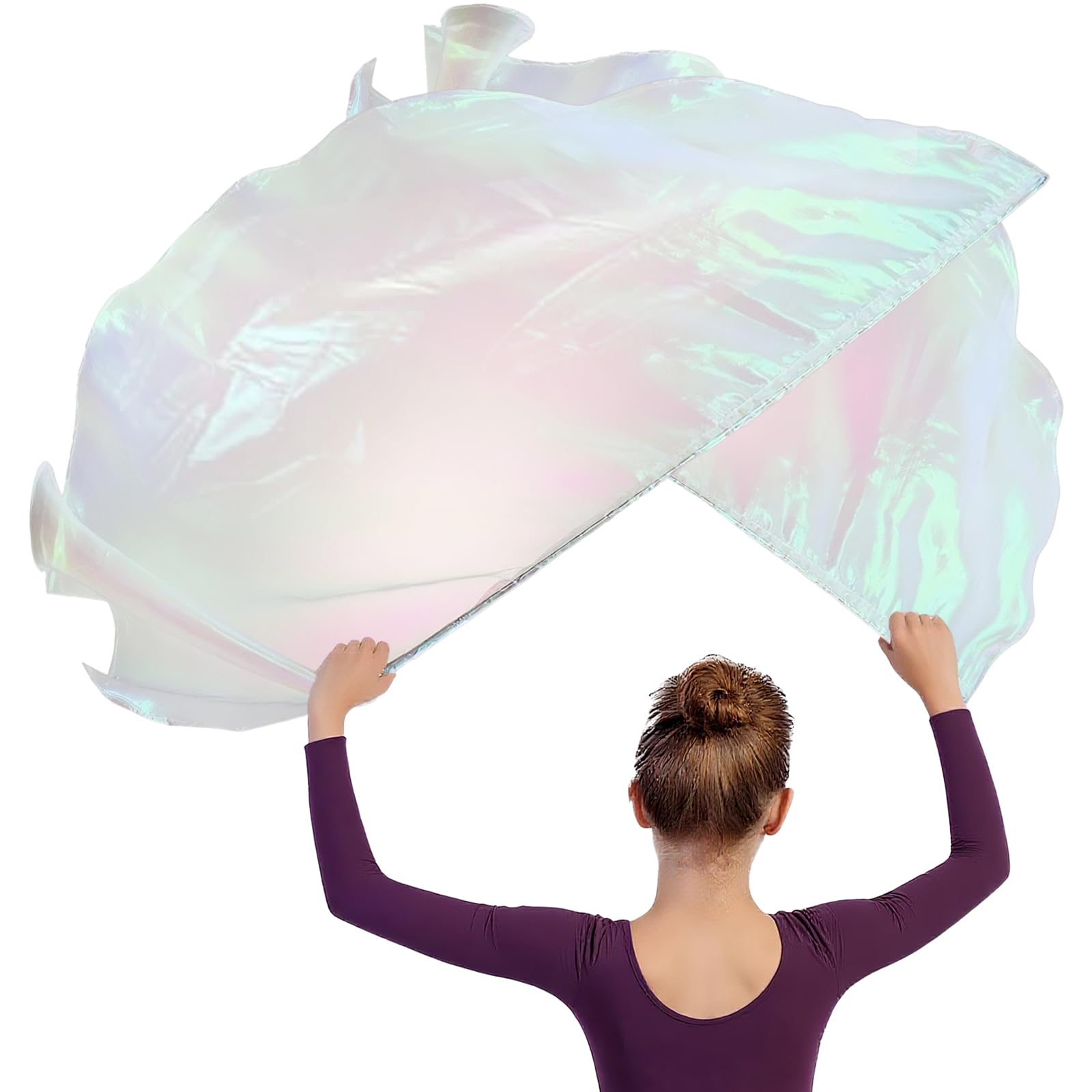 Hedume 2 Pcs Semicircle Worship Flags with 2 Pcs Scalable Rods, 56" x 37" Shiny Praise Dance Flag, Soft Smooth Metallic Sheen Semicircle Worship Angel Wing Flag for Dance Church