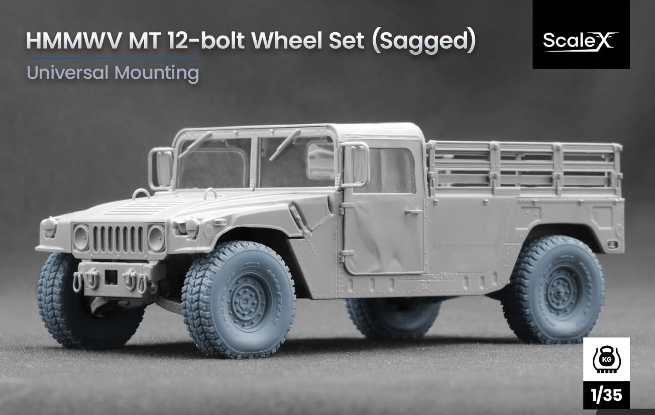 WM-35004S 1/35 HMMWV MT 12-Bolt Sagged Wheel Set for ICM, Academy ScaleX Resin kit