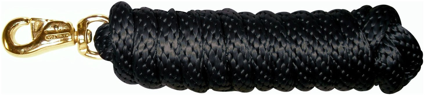 Hamilton Extra Heavy Poly Rope Lead with Bull Snap, Black, 5/8" Thick x 10' Long
