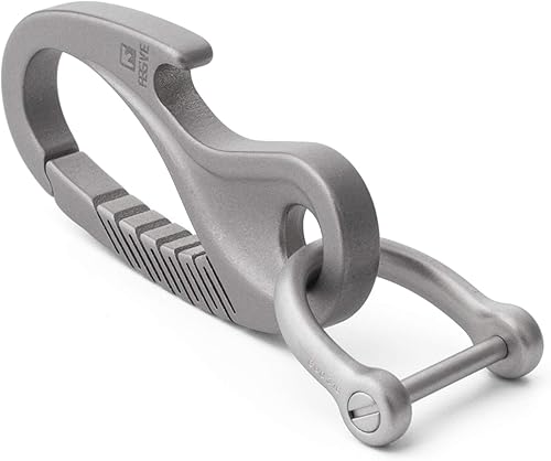 TISUR Mosquetón de titanio para llaves de automóvil, antipérdida, liberación rápida, resistente, abridor de botellas, llavero para hombre