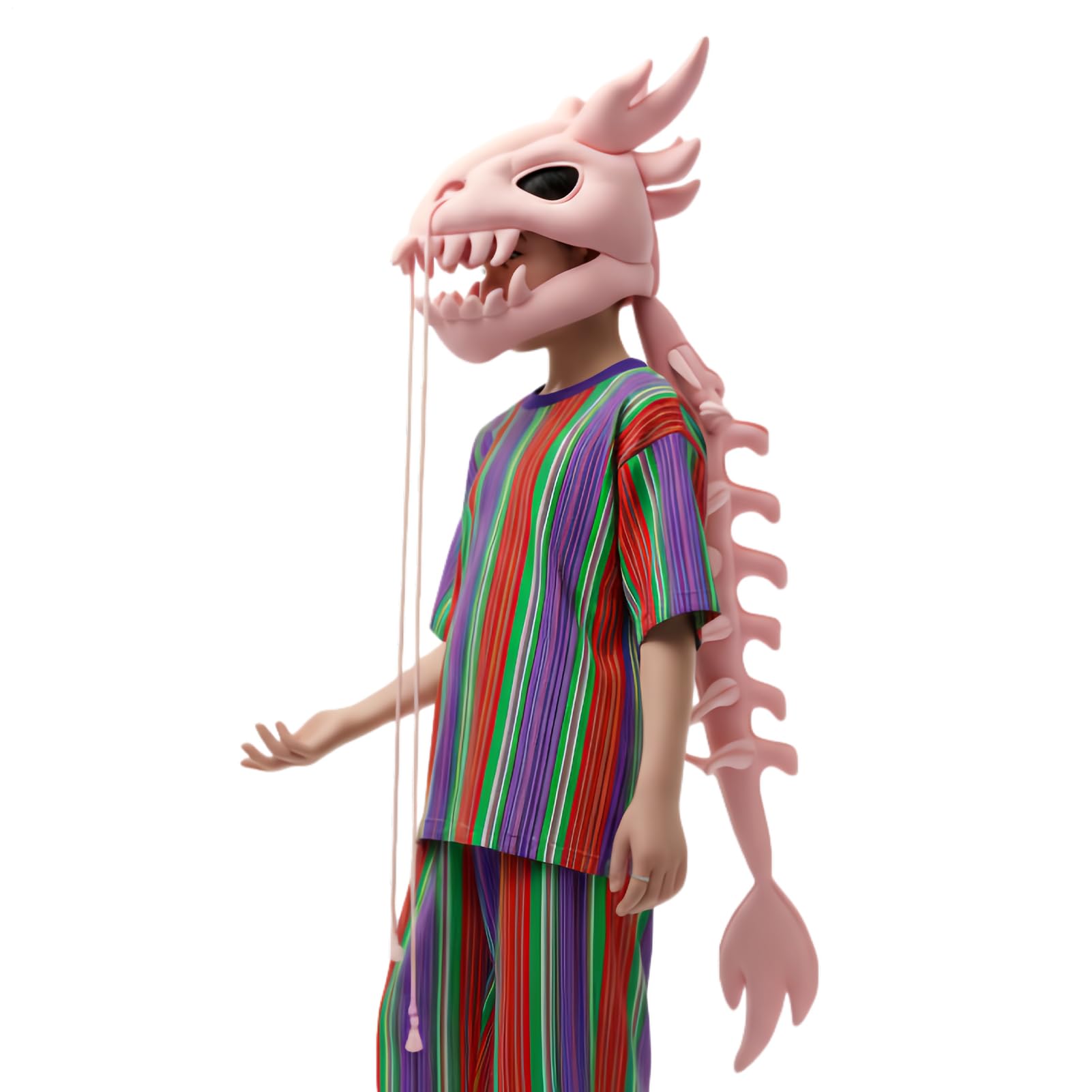 Générique Kostium zwierzęcy szkieletu dinozaura, akcesoria głowy czaszki i kręgosłupa 3D, realistyczny i zabawny strój dla dorosłych, przebranie na imprezę cosplay na Halloween