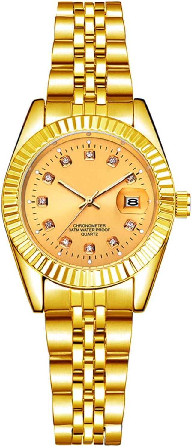 BESTKANG Luxury Womens Quartz Analog Watches Rhinestone Calendar Waterproof Luminous Gold Silver Two Tone Stainless Steel Watches