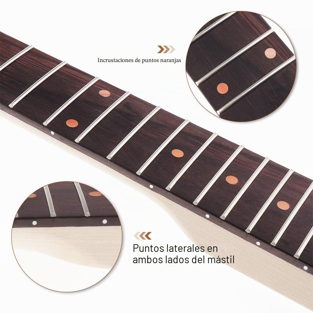 Cabeza de arce para guitarra eléctrica, diapasón de palisandro de 24 trastes para repuestos IBZ