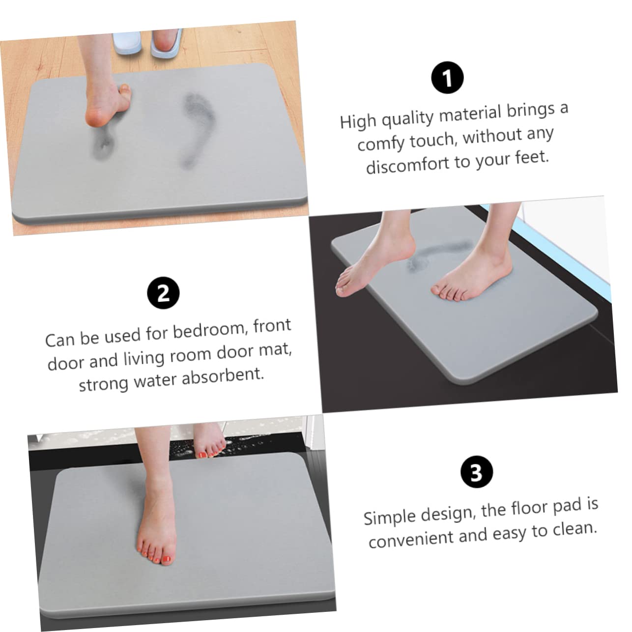 Terre de Diatomée Tapis de Bain Antidérapant Absorbant