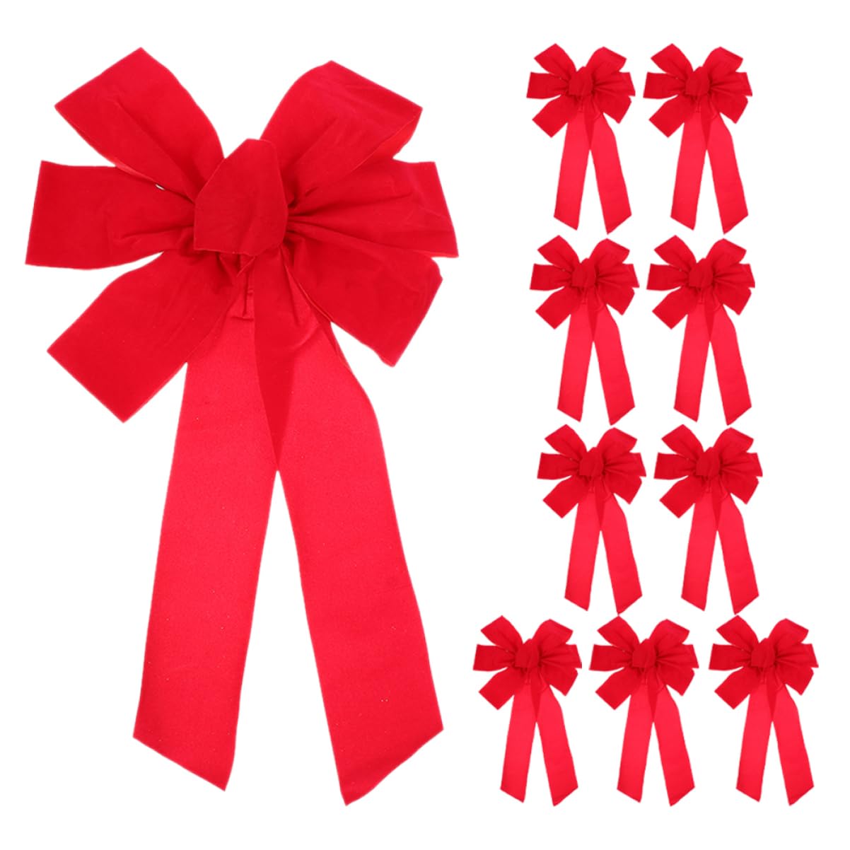 10piezas Lazo De Terciopelo Rojo Grande para Decoración De Puerta De Entrada Pared Valla Hogar Fiesta De Invierno Suministros De Decoración De Año