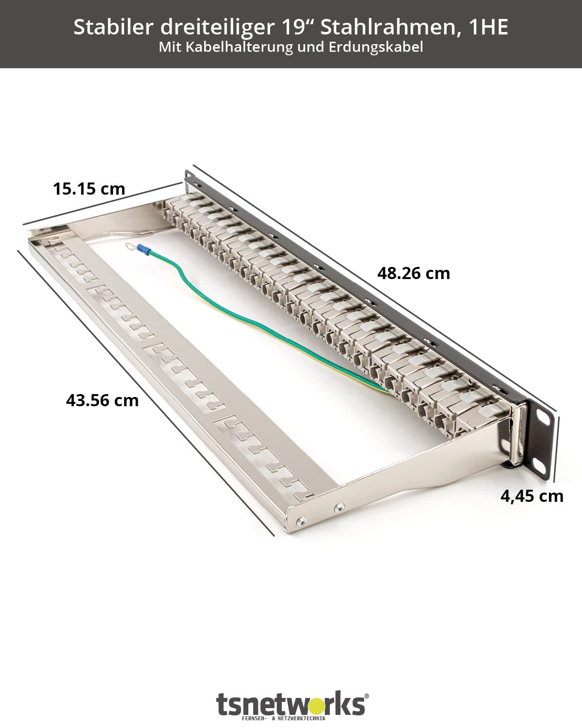 Panel de conexión de 24 puertos, 1U, 19 pulgadas, incluye 24 módulos Keystone Cat. 8.1, conector RJ45, 40 Gbits, STP totalmente apantallado, para cables AWG22-24, Cat. 7a, Cat. 6, Cat. 6,