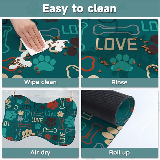 Foto 5 de 7 de Alfombra Comedero Absorbente Para Perro Gato Silicona Alfombrilla Para Comedero Alfombrilla Comida Forma…
