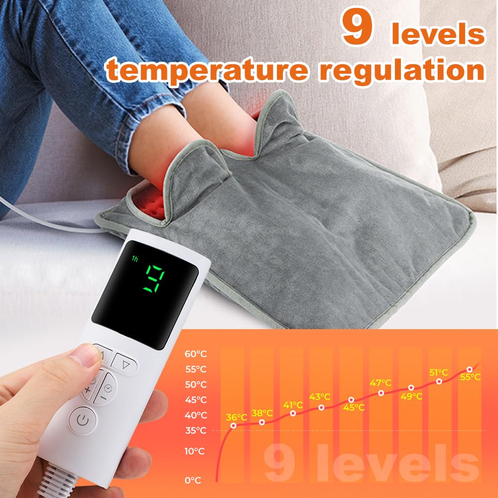Elektryczny podgrzewacz do stóp, elektryczny ogrzewacz stóp do domu z 4 ustawieniami timera i 9 poziomami temperatury