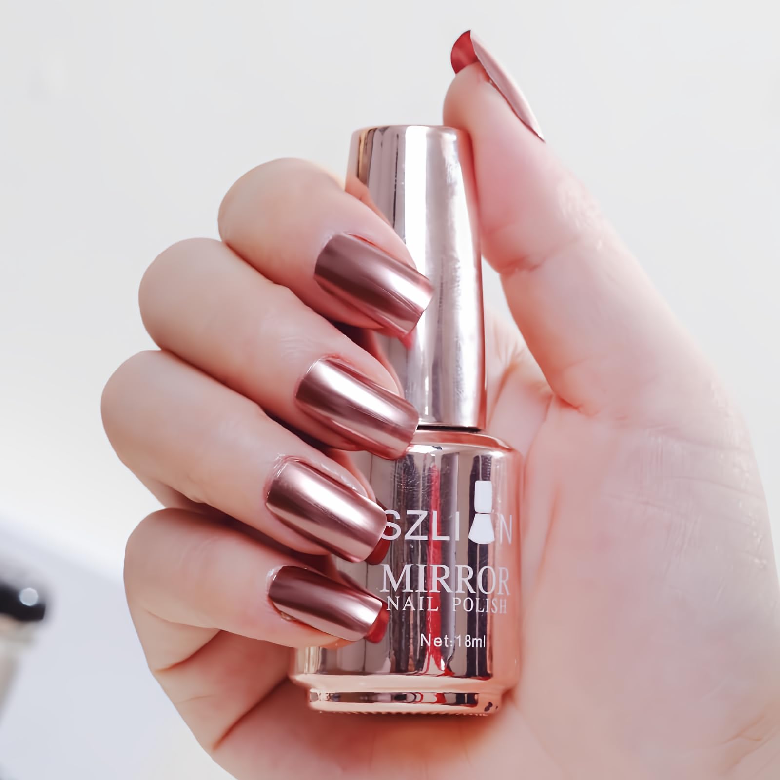 IMGDD Champagne Gold Nail Polish Metallic Mirror Effect Metal Long-Lasting Quick Dry Nail Lacquers Shiny Chrome DIY Manicure
