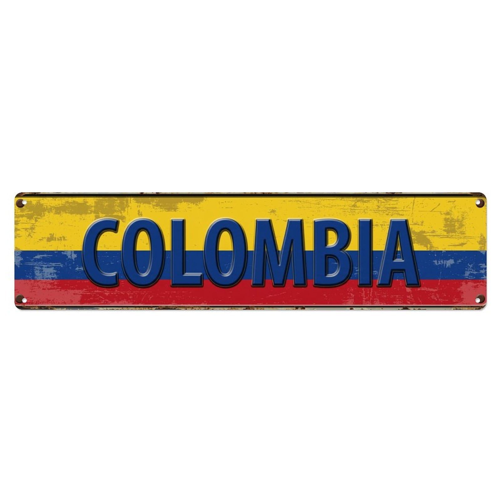 Vintage Colombia Flag Pattern Metal Tin Sign